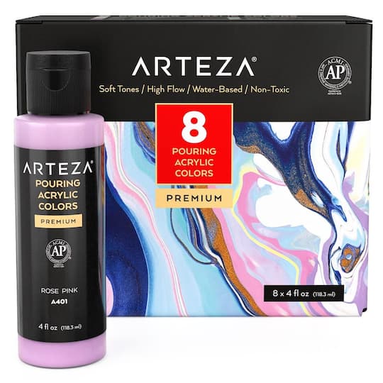 Arteza&#xAE; 8 Color Soft Tones Acrylic Pouring Paint Set